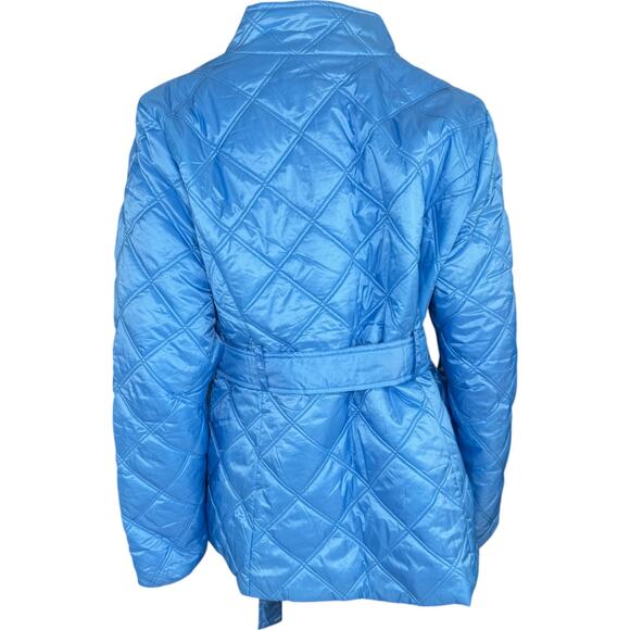 Susan Graver Lightly Padded Quilted Moto Jacket Bell Blue X-Large Winter Quilted - Picture 6 of 15